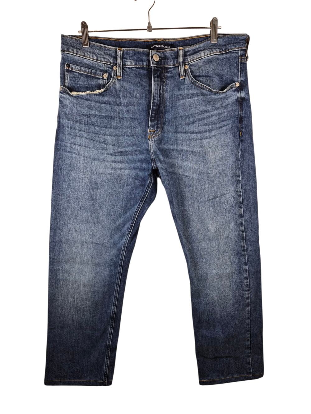Calvin Klein Mens Straight Fit Leg Jeans Med Wash 34x30 Modern Minimalist Work